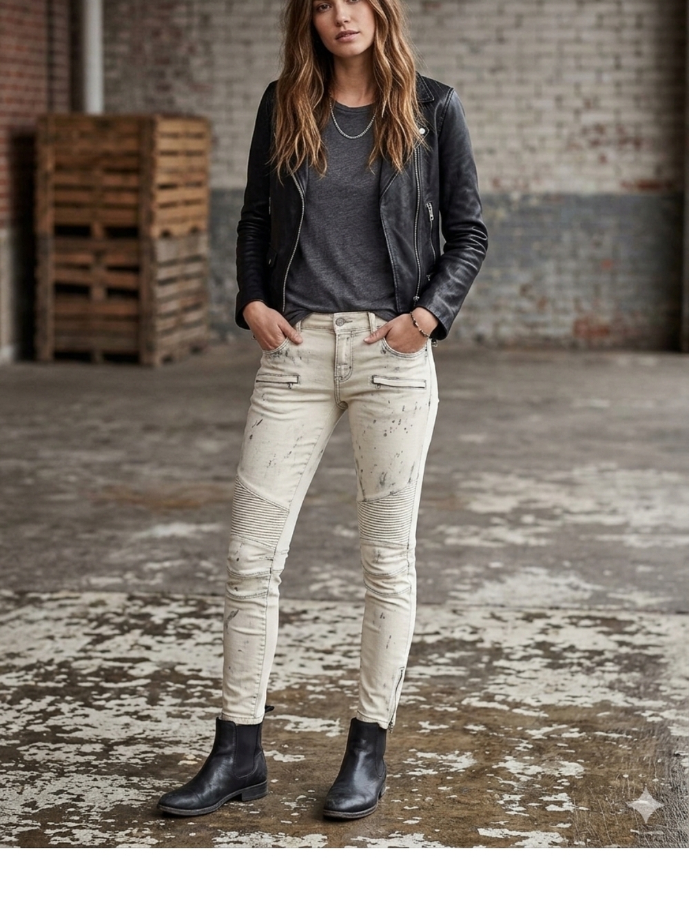 Maje Women's Cream Skinny Jeans with Faded Wash